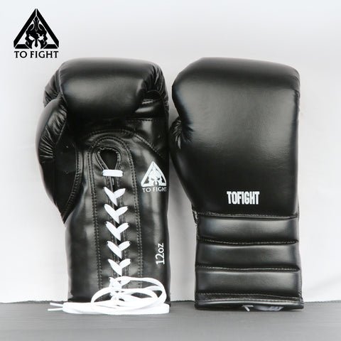 TOFIGHT PROFESSIONAL COMPETITIONS MUAY THAI BOXING GLOVES 10-14 oz Black