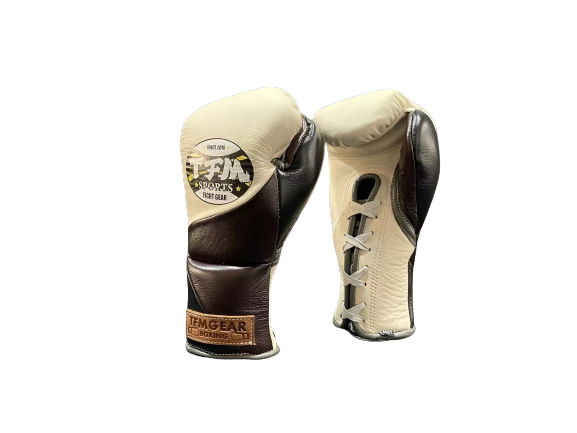 TFM BGVX1 LUXURY HANDMADE PROFESSIONAL COMPETITIONS BOXING GLOVES LACES UP Cowhide Leather 10-12 oz Beige Brown Black