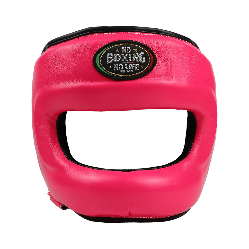 No Boxing No Life Full Face Protector Boxing Sparring Headgear Head guard Leather M-L Pink