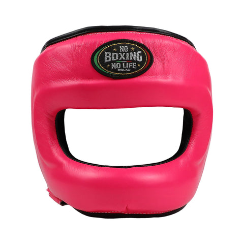 No Boxing No Life Full Face Protector Boxing Sparring Headgear Head guard Leather M-L Pink