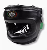 No Boxing No Life Full Face Protector Boxing Sparring Headgear Head guard Leather M-L Black