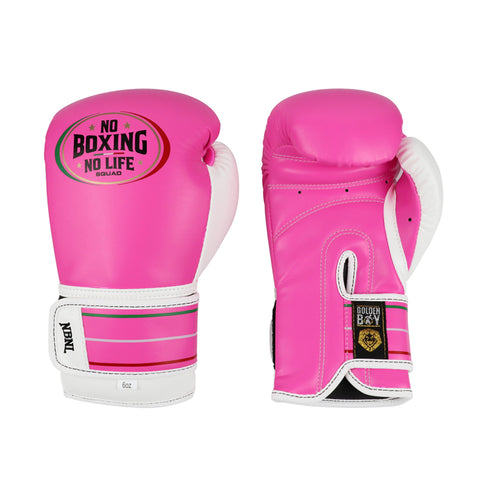 No Boxing No Life Boxing Gloves Kids Extra Wrist Protection Microfiber 4-6 oz Pink