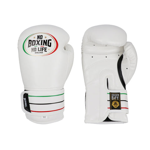 No Boxing No Life Boxing Gloves Kids Extra Wrist Protection Microfiber 4-6 oz White