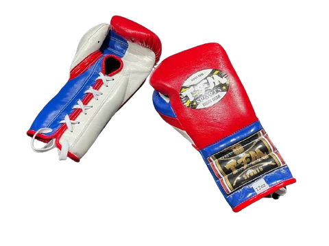 TFM L6 HANDMADE PROFESSIONAL COMPETITIONS BOXING GLOVES 12 oz Red Blue White