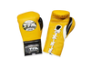 TFM T3 HANDMADE PROFESSIONAL COMPETITIONS BOXING GLOVES LACES UP 12-16 oz Yellow Black