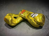 TFM RL5 GOLDEN LIMITED EDITION HANDMADE PROFESSIONAL COMPETITIONS BOXING GLOVES LACES UP 10 oz