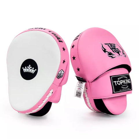 Top King TKFMS SUPER MUAY THAI BOXING MMA PUNCHING FOCUS MITTS PADS White Pink