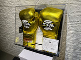 TFM RL5 GOLDEN LIMITED EDITION HANDMADE PROFESSIONAL COMPETITIONS BOXING GLOVES LACES UP 10 oz