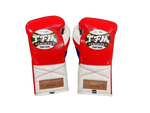 TFM RL5 HANDMADE PROFESSIONAL COMPETITIONS BOXING GLOVES LACES UP 10 oz Red White