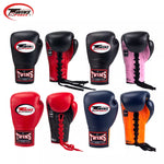 TWINS SPIRIT PROFESSIONAL COMPETITIONS MUAY THAI BOXING GLOVES LACES UP LEATHER 8-14 oz BGLL-1 Red Black