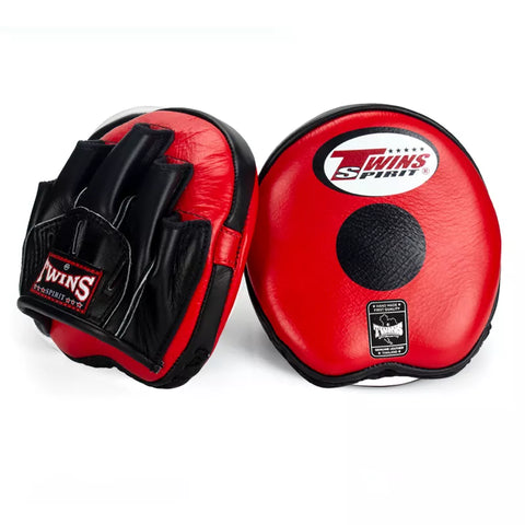 TWINS SPIRIT SPEEED PML-13 MUAY THAI BOXING MMA PUNCHING FOCUS MITTS PADS Leather Red Black