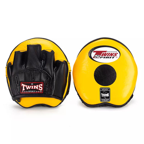 TWINS SPIRIT SPEEED PML-13 MUAY THAI BOXING MMA PUNCHING FOCUS MITTS PADS Leather Yellow Black