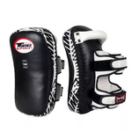 TWINS SPIRIT KPL-12 Deluxe Wrist MUAY THAI BOXING MMA Kick PADS Leather M-L Black White