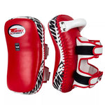 TWINS SPIRIT KPL-12 Deluxe Wrist MUAY THAI BOXING MMA Kick PADS Leather M-L Red White