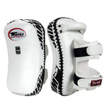 TWINS SPIRIT KPL-12 Deluxe Wrist MUAY THAI BOXING MMA Kick PADS Leather M-L White
