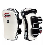 TWINS SPIRIT KPL-12 Deluxe Wrist MUAY THAI BOXING MMA Kick PADS Leather M-L White Black