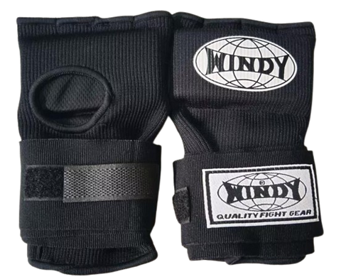 WINDY MUAY THAI BOXING QUICK HANDWRAPS GEL GLOVES HW2 S-M / L-XL BLACK