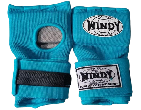 WINDY MUAY THAI BOXING QUICK HANDWRAPS GEL GLOVES HW2 S-M / L-XL Blue