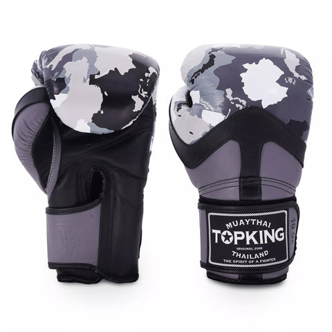 Top King TKBGCF MUAY THAI BOXING GLOVES Cowhide Leather 8-16 oz Camouflage Grey