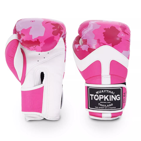Top King TKBGCF MUAY THAI BOXING GLOVES Cowhide Leather 8-16 oz Camouflage Pink