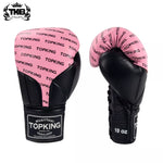 Top King TKBGFI FULL IMPACT MUAY THAI BOXING GLOVES Leather 8-14 oz Black Pink