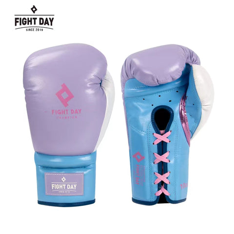 FIGHTDAY SGL6 PROFESSIONAL COMPETITION MUAY THAI BOXING GLOVES LACE UP Microfiber 8-14 oz Light Purple