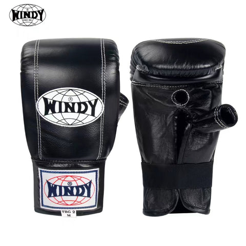 WINDY TBG2 MUAY THAI BOXING PUNCHING BAG GLOVES Leather M-XL Black