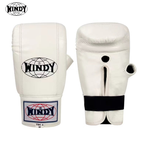 WINDY TBG2 MUAY THAI BOXING PUNCHING BAG GLOVES Leather M-XL White