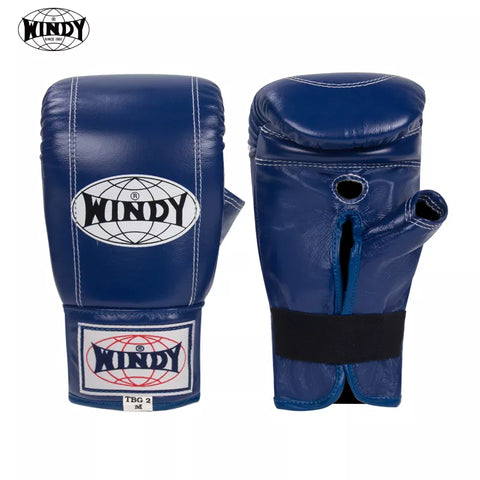 WINDY TBG2 MUAY THAI BOXING PUNCHING BAG GLOVES OPEN THUMB Leather M-XL Blue