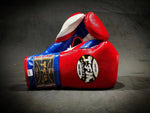 TFM RL6 HANDMADE PROFESSIONAL COMPETITIONS BOXING GLOVES 12 oz Red Blue White