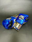 TFM RL5 HANDMADE PROFESSIONAL COMPETITIONS BOXING GLOVES LACES UP 10 oz Metallic Blue Black Silver