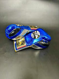 TFM RL5 HANDMADE PROFESSIONAL COMPETITIONS BOXING GLOVES LACES UP 10 oz Metallic Blue Black Silver