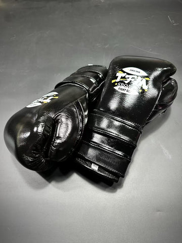 TFM RL6 HANDMADE PROFESSIONAL BOXING GLOVES 360 VELCRO CLOSURE 16 oz Black