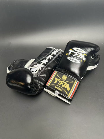 TFM RL5 HANDMADE PROFESSIONAL BOXING GLOVES 10 oz Black White