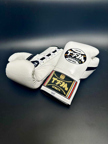 TFM RL5 HANDMADE PROFESSIONAL BOXING GLOVES 10 oz White Black