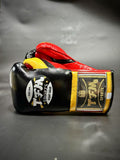 TFM RL5 HANDMADE PROFESSIONAL COMPETITIONS BOXING GLOVES LACES UP 10 oz Black Yellow Red