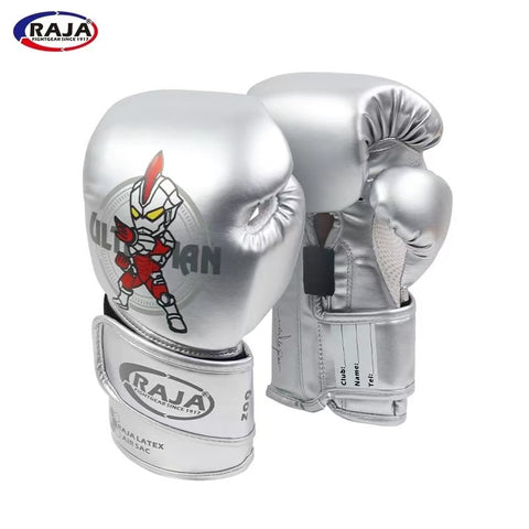 RAJA MUAY THAI BOXING GLOVES Breathable Extra Protection Cooltex PU Leather Kids Size 6 / 6plus oz Ultraman