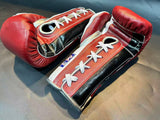 TFM RL6 HANDMADE PROFESSIONAL LACE UP BOXING GLOVES 14 oz Red Black White