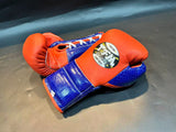 TFM RL6 HANDGEFERTIGTE PROFESSIONELLE WETTBEWERBS-BOXHANDSCHUHE 12 oz Rot Blau Weiß 
