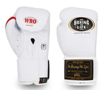 No Boxing No Life Blood and Sweat WBO Boxing Gloves Velcro closure Cowhide Leather 10-16 oz White