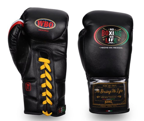 No Boxing No Life Blood and Sweat Boxing Gloves Lace Up Cowhide Leather 10-16 oz Black