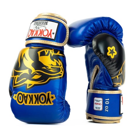YOKKAO ORIGINAL BOXING GLOVES GOLD 8-16 oz Electric Blue