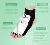TEEWOO WT Approved TKD Taekwondo Foot Protectors Unisex Size XXS-XXL Black White