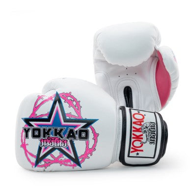 YOKKAO RAZOR WIRE MUAY THAI BOXING GLOVES 8-16 oz White