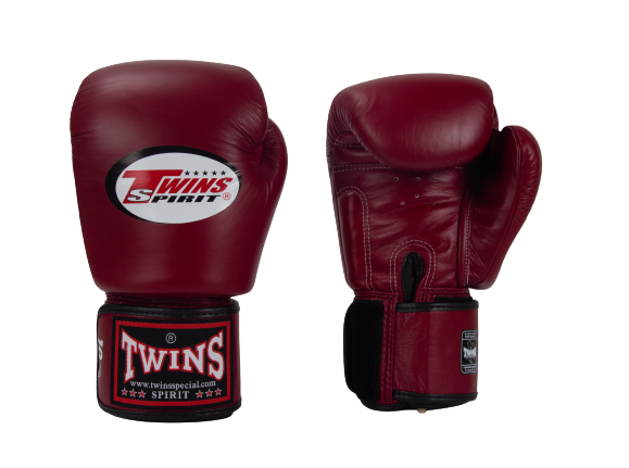 Twins Spirit BGVL3 MUAY THAI BOXING GLOVES Leather 8 16 oz Maroon