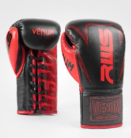 RWS X VENUM OFFICAL MUAY THAI BOXING GLOVES 10 WITH LACES 10 OZ Black