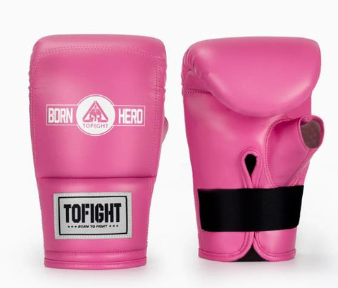 TOFIGHT MUAY THAI BOXING PUNCHING BAG GLOVES OPEN THUMB M-L PINK