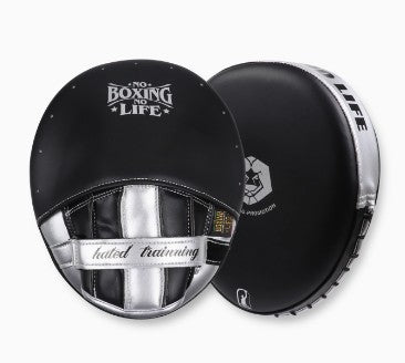 NO BOXING NO LIFE AIR PUNCHING FOCUS MITTS PADS Extra Thick Black Silver