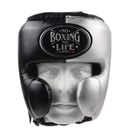 No Boxing No Life Protector Boxing Sparring Headgear Head guard Size  M / L Black Silver