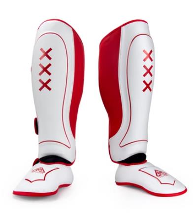 TOFIGHT TFSD3 MUAY THAI BOXING MMA SPARRING SHIN GUARD PROTECTOR SIZE M / L White Red